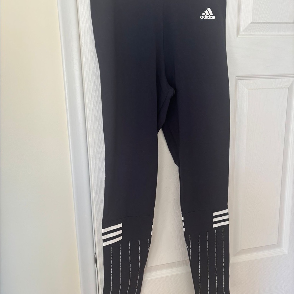 NWOT Adidas Navy Blue Leggings with White Stripes